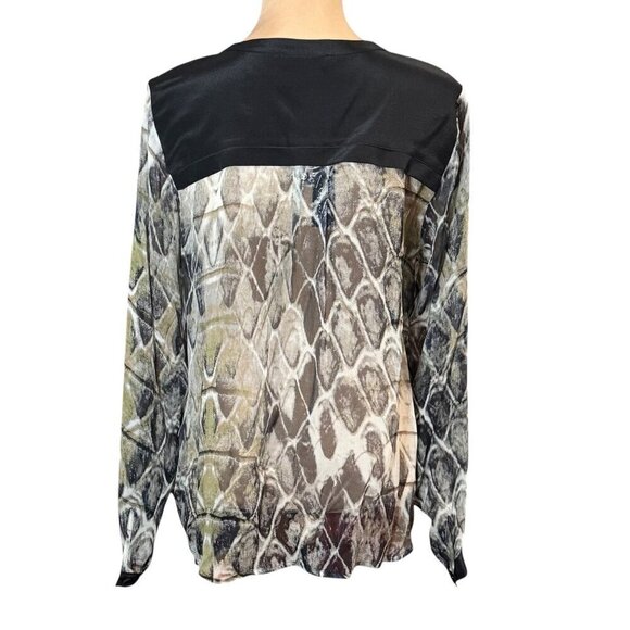 Gypsy 05 100% Silk Blouse Sz.M Tan Black  Animal Print Career Professional - Picture 5 of 12